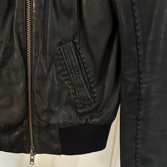 Mackage Black Leather Bomber Jacket - Picture 2 of 6